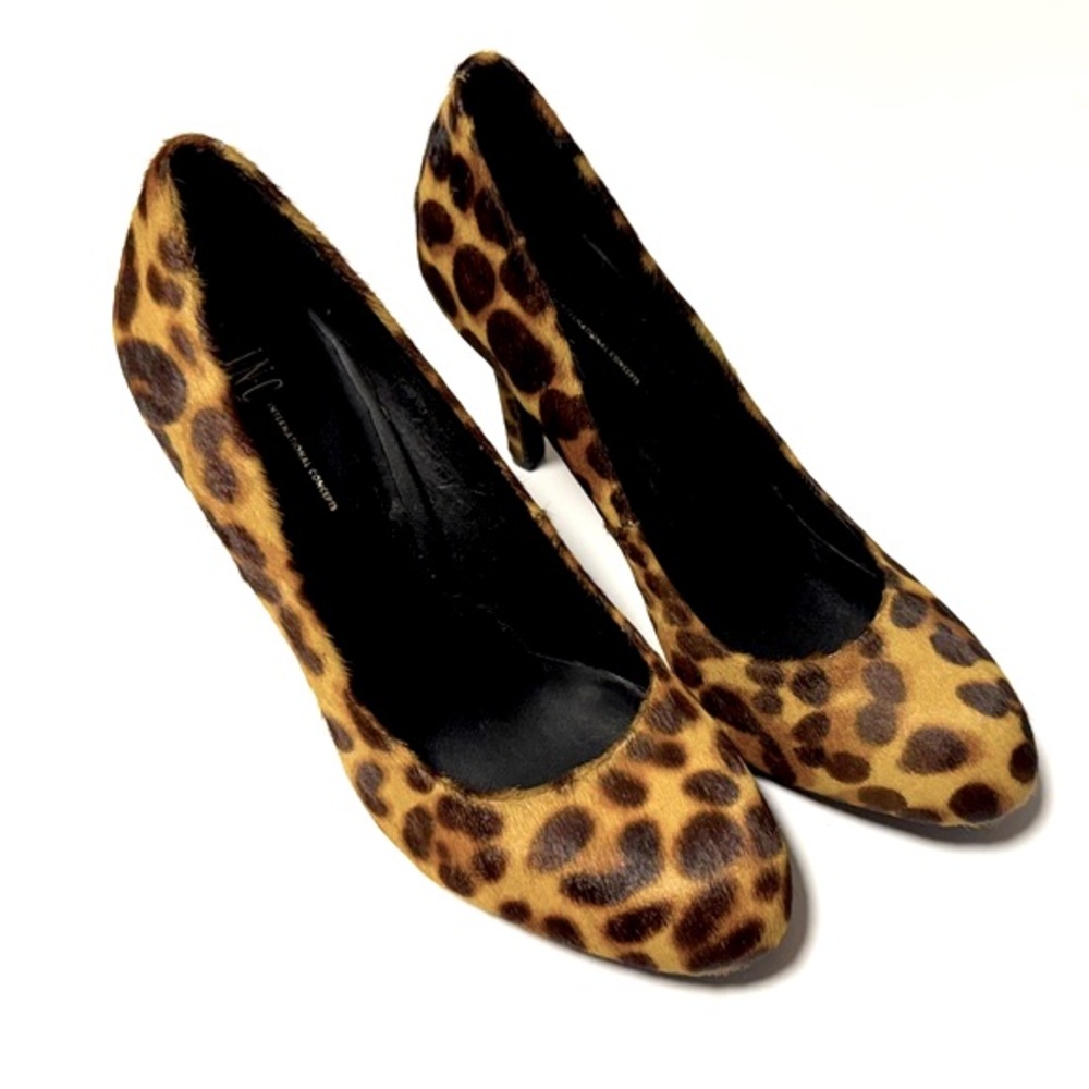 INC Leopard Print Round Toe Pumps